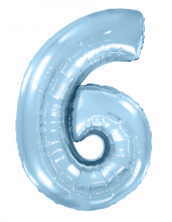 Шар Цифра "6" Голубой / Blue (в упаковке)    